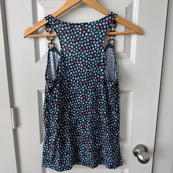 NWT Michael Kors Printed Sleeveless Tank Top Link Straps Size S Midnight Blue - Picture 5 of 5